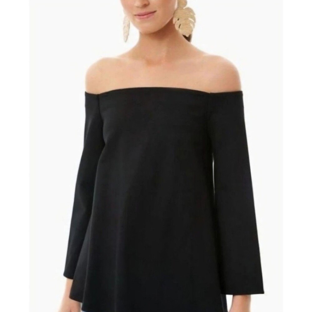 Tuckernuck Women S Miranda Off the Shoulder Blouse Long Sleeve Top Black EUC